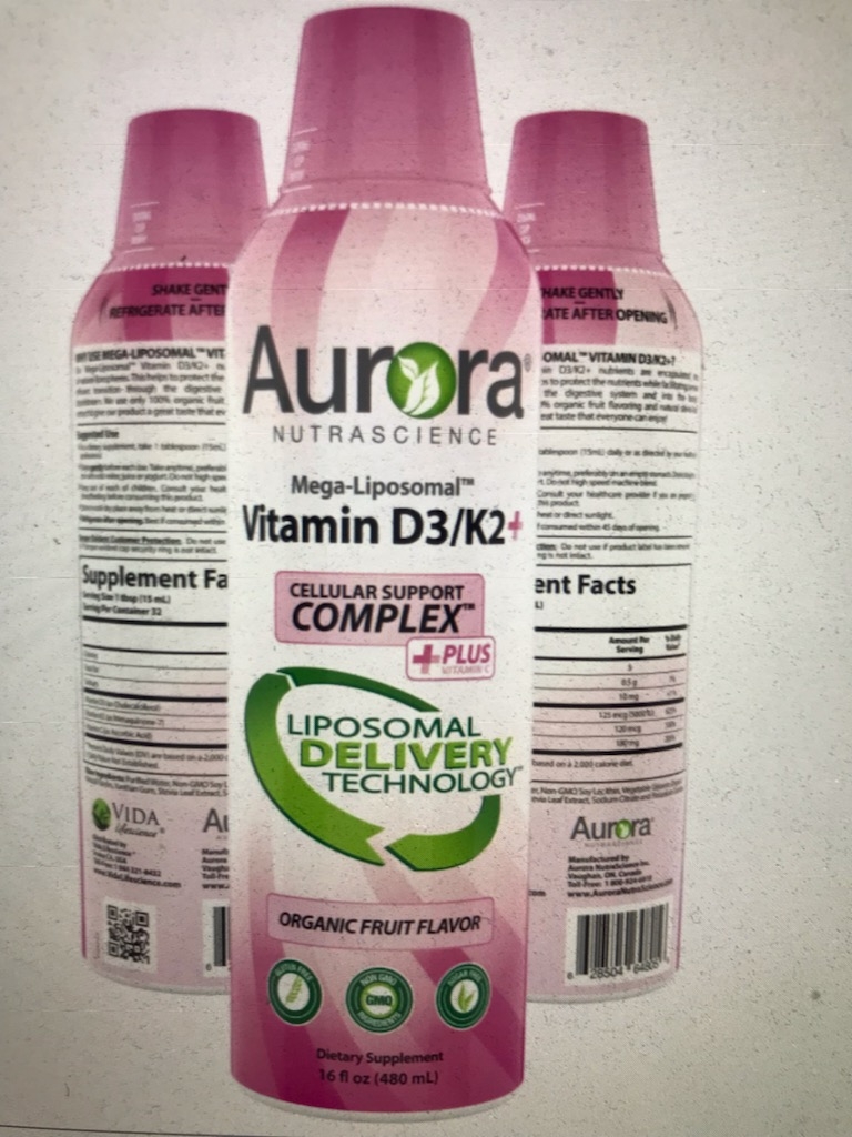 AURORA LIPOSOMAL D3/K2 er et kraftig liposomalt produkt.  Som gir deg hele  125 mcg vitamin D per dagsose, samt 120 mcg vitamin K.