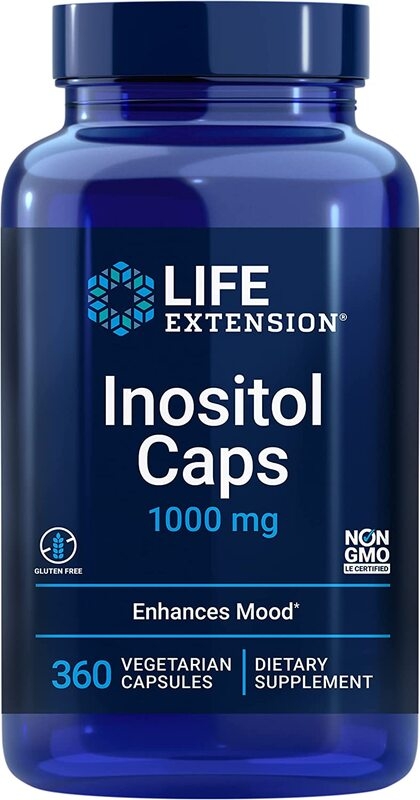 LIFE EXTENSION 1000 MG   INOSITOL VEGETABILSKE KAPSLER.  360 KAPSLER.