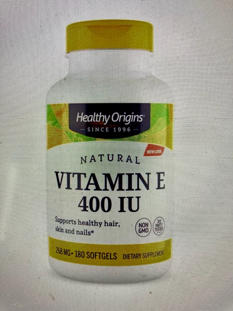 VITAMIN E - 400 IU  fra Helthy Origins, 180 kapsler. 