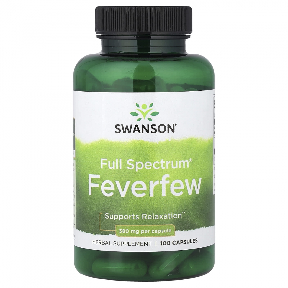 Matrem eller feverfew på engelsk. 380mg, 100 kapsler. Fra Swanson